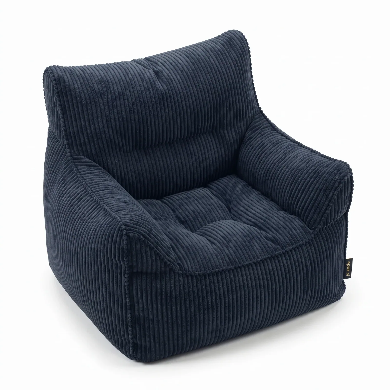 Navy corduroy bean chair — studio packshot